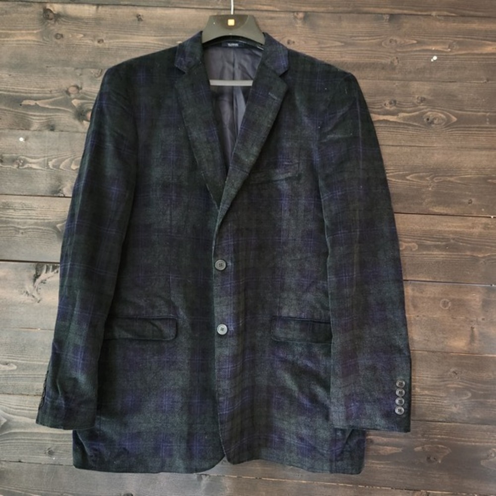 Saddlebred Corduroy Sports Coat Men's 44L Green Tartan Plaid Preppy Holiday - Picture 13 of 13